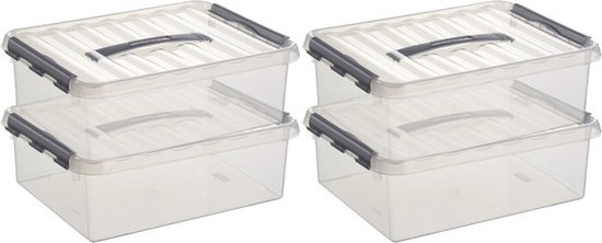 10x Sunware Q-Line opberg box/opbergdoos 10 liter 40 x 30 x 11 cm kunststof  - A4... | bol.com