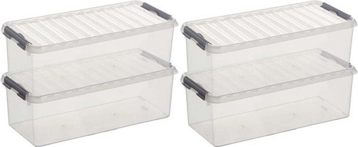 Sunware q-line opberg box/opbergdoos - 5x - 9.5 liter - 48 x 19 x 15 cm - kunststof