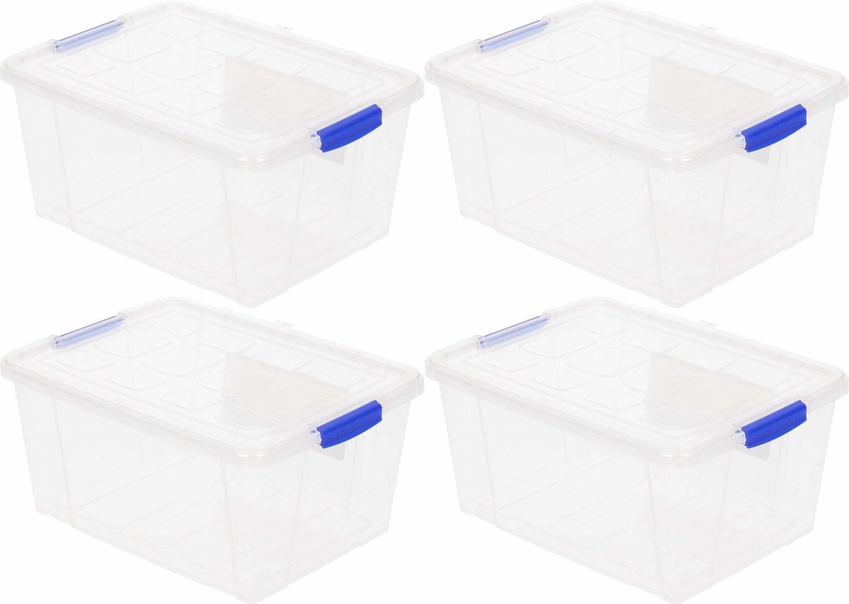 PLASTICFORTE 5x Opslagbakken/organizers met deksel 16 liter 40 cm transparant - Opbergbakken - Organizers/opbergbakken - Woonkamer/badkamer spullen opruimen