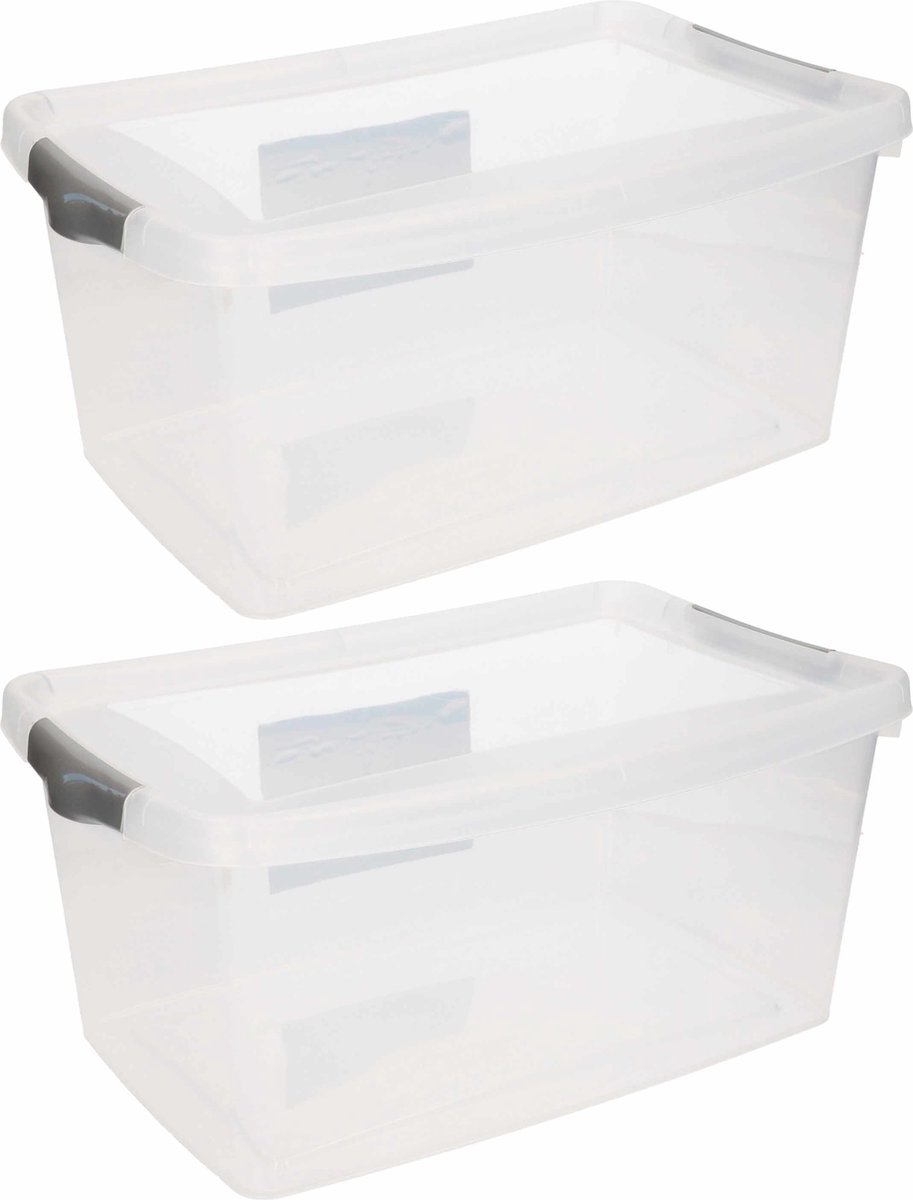2x Stuks kunststof stapelbare opbergbakken 4 liter 29 x 19 x 13 cm - Opbergbox