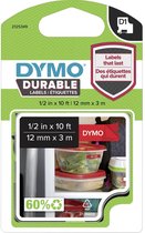 DYMO originele D1 Duurzame labels | Witte Tekst op Rood Label | 12 mm x 3 m | zelfklevende etiketten voor de LabelManager labelprinter | gemaakt in Europa