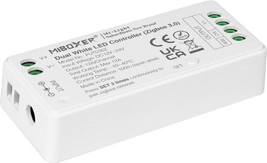 Mi-Light Mi-Boxer - (FUT035Z) - Dual White LED controller (Zigbee 3.0) - Voor besturing van een Dual White (CCT) LED strip - Zigbee hub benodigd voor bediening (ZB-BOX1/ZB-BOX2/Tuya smart) - Voedingsadapter niet inbegrepen - MiBoxer