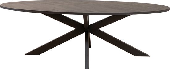 Table à manger ovale aspect chevron noir Joren 280 x 110 cm