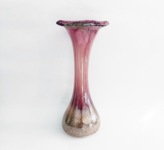 Gedenkobject Sier Mini Urn As Vaas Glas Glasreliek Sierurn Bloem roze-taupe