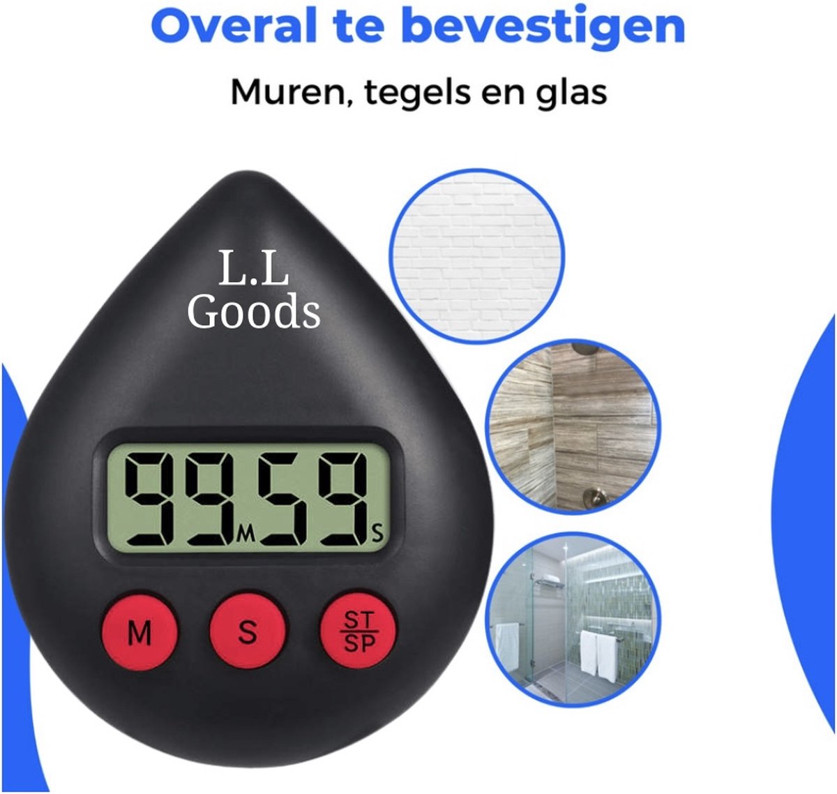 LL goods douche timer douche wekker shower timer inclusief