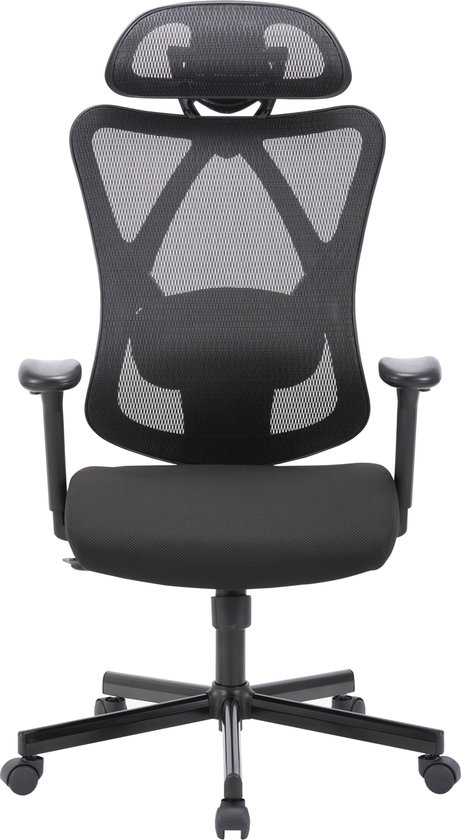 Syno Ergonomische Bureaustoel voor volwassenen/kind - Hoofdsteun, rugsteun en 3D armleuning - Zwart