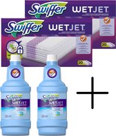 Swiffer WetJet Alles-In-Een Dweilsysteem Navulling- 2x 1,25 L - Reinigingsmiddel en 2x 20 stuks Reinigingsdoekjes