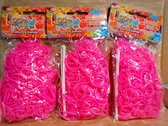 3 sets Loombandjes Loom Twister neon roze 3 x 600 bandjes inclusief haakjes en tools