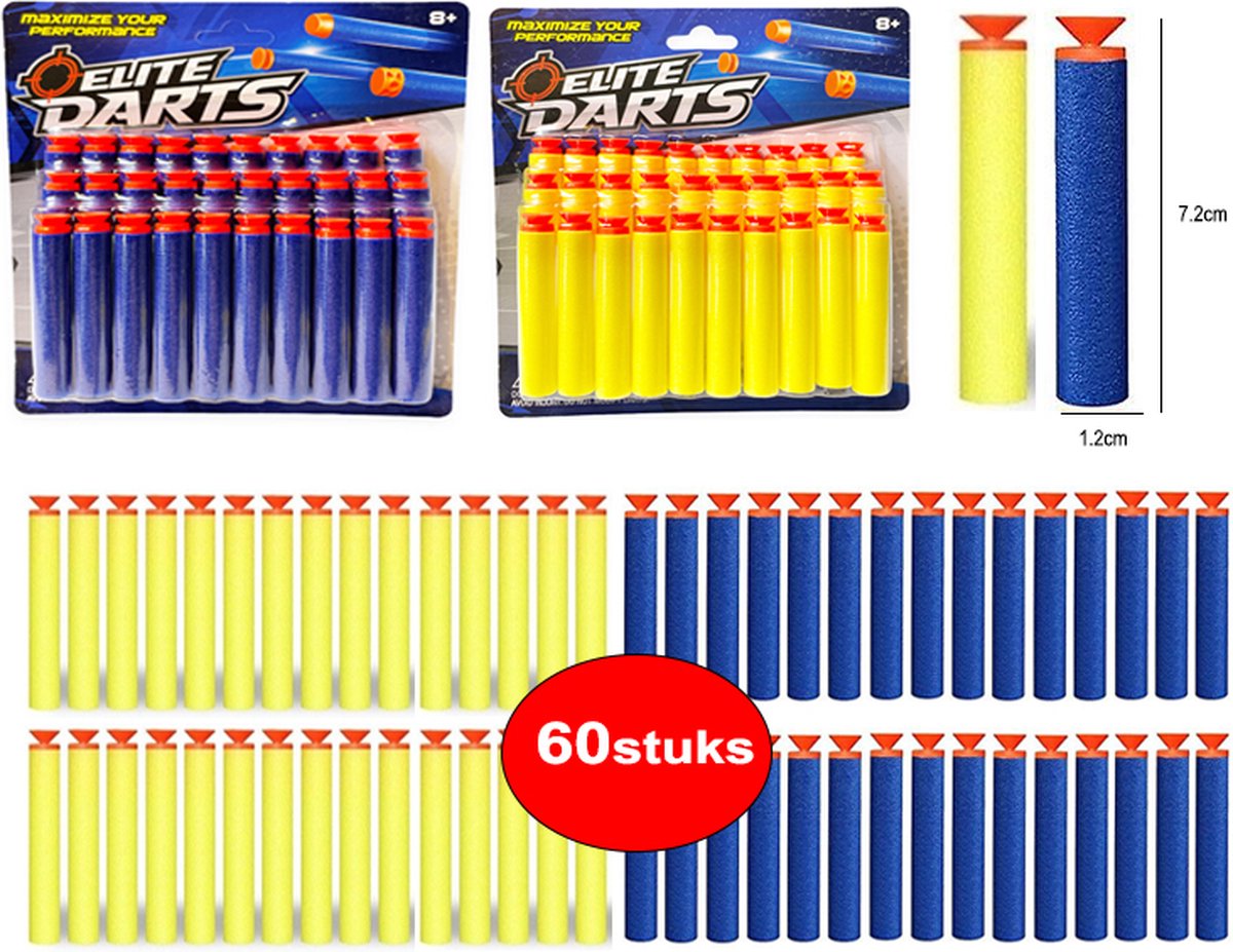 60 flèches de fléchettes avec ventouse - adaptées aux pistolets Nerf,  blaster jouet -... | bol.com