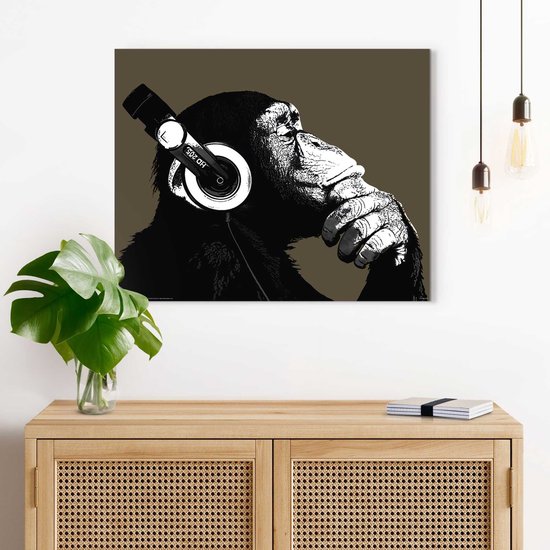 Schilderij Muziek Chimpansee 40x50 cm - Reinders | bol.com