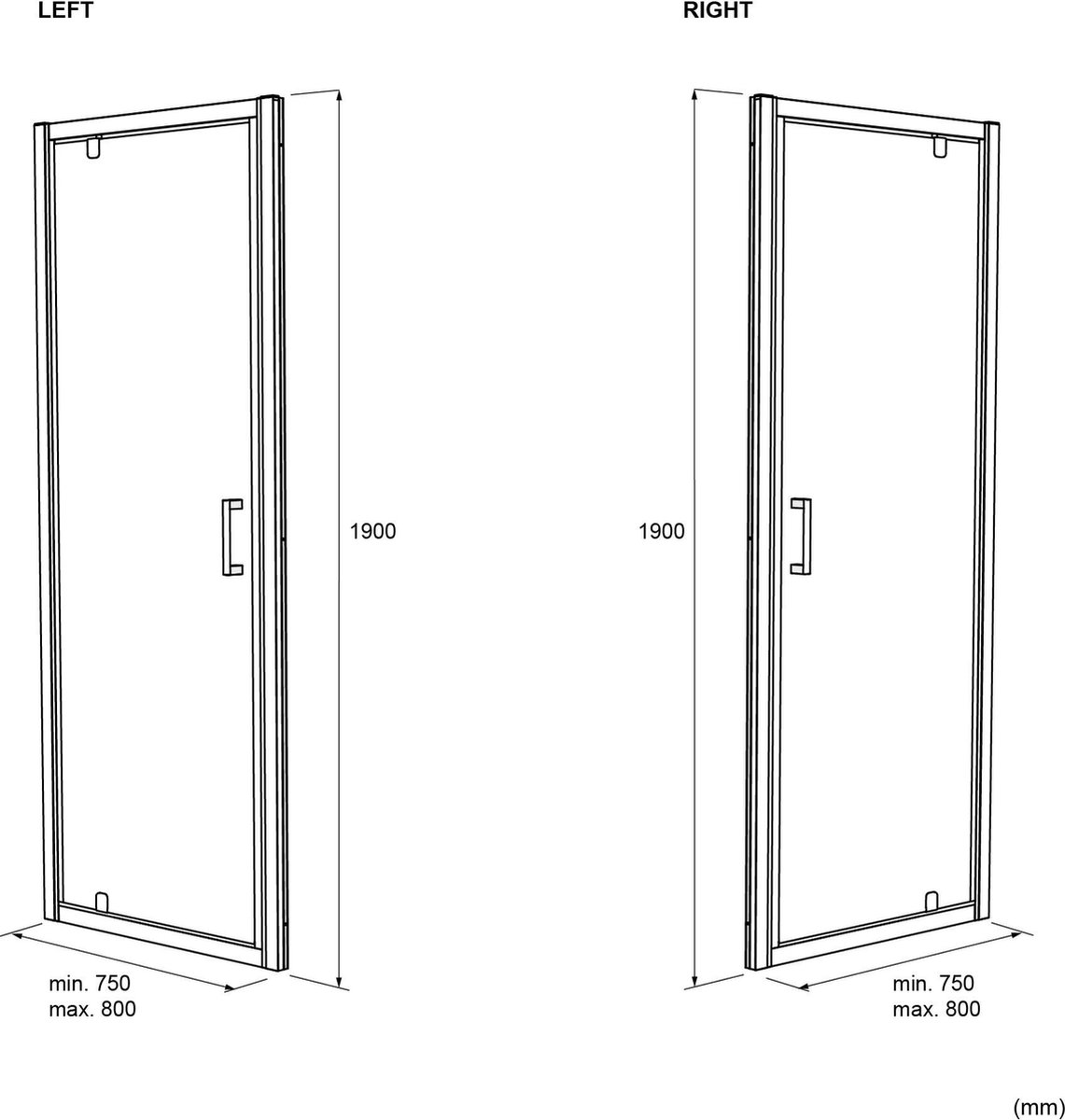 Douchecabine Angolo 80 x 80 x 195 cm helder glas