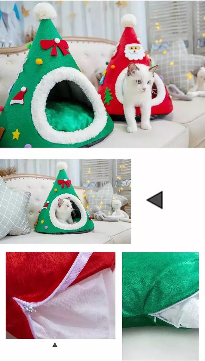 Kerstboom Kattenbed | Warm Afneembaar Kussen - Kerst Huisdier