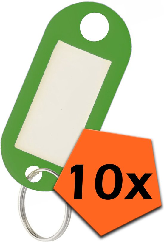 Foto: Sleutelhanger bagagelabel gekleurde sleutellabels sleutelhangers naamlabel groen 10x