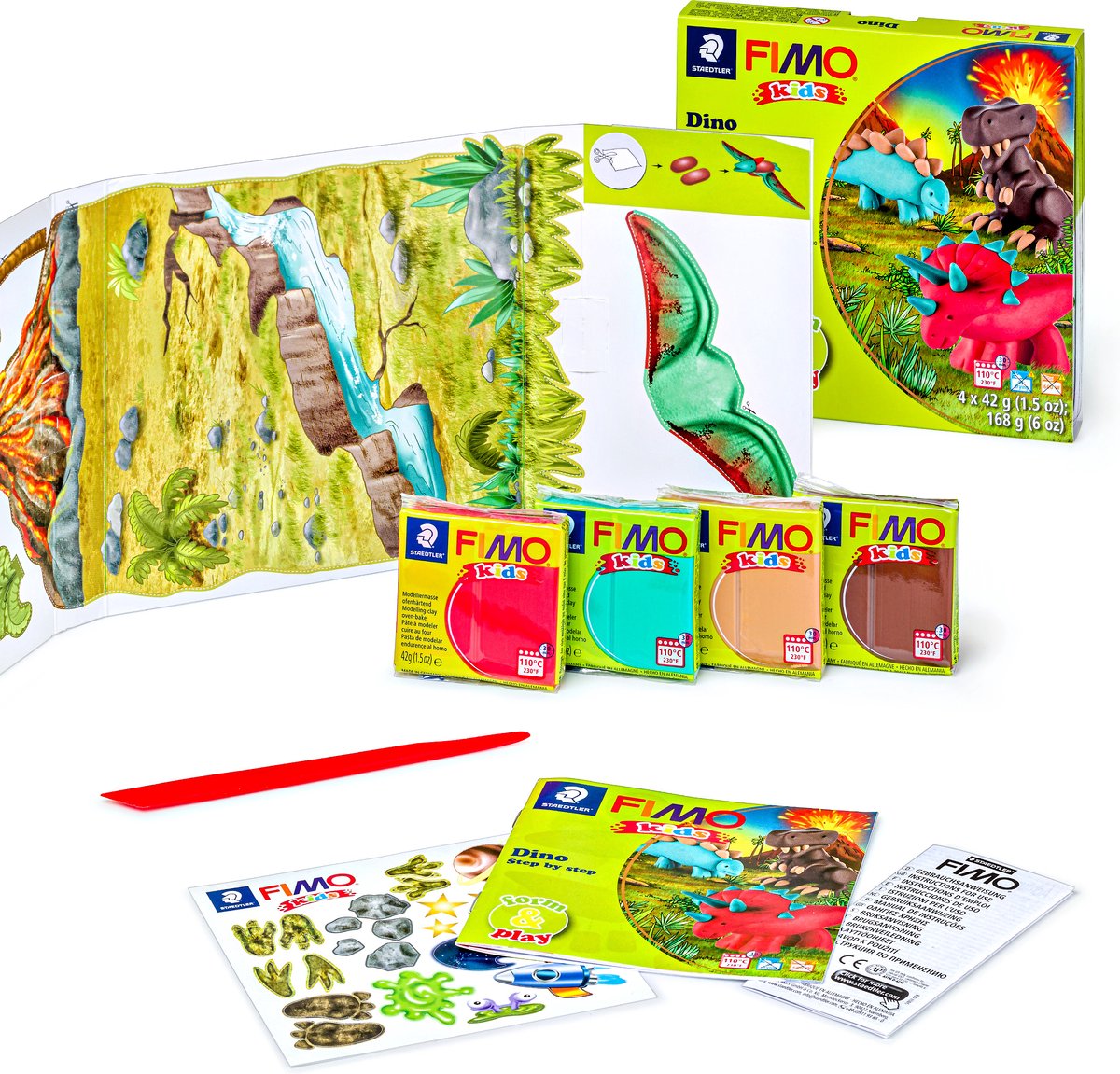 FIMO kids 8034 - ovenhardende boetseerklei - form&play set - Dino — afbeelding 4