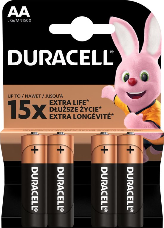 Duracell DRBLR6B4 Basic AA Batterijen - 1.5V Alkaline - 15x Extra Life - 4  stuks | bol