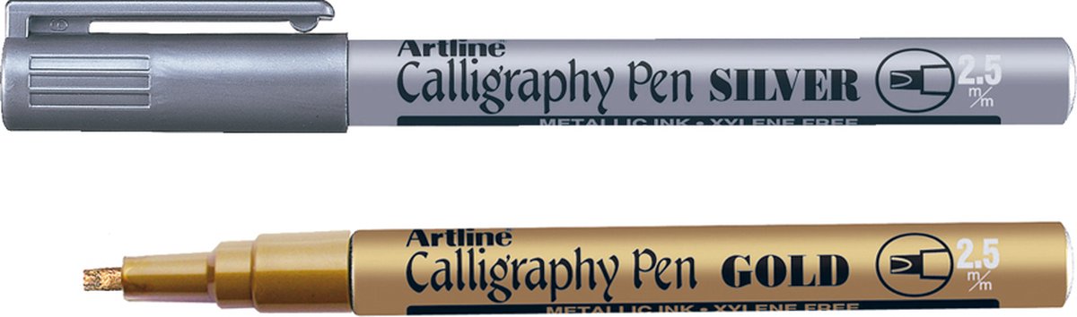 Artline 990XF (1.2mm) Medium Permanent Marker Metallic Silver - 2x SILVER  marker