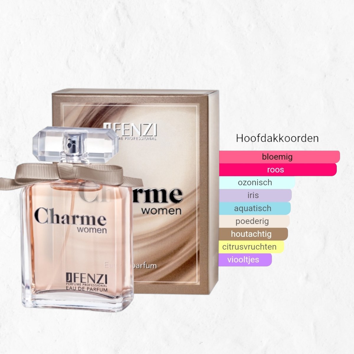 Merk geuren voor een eerlijke prijs - JFenzi - Charme Women - Eau de parfum 80% - 100ml- ✮✮✮✮✮ Bedankje juf