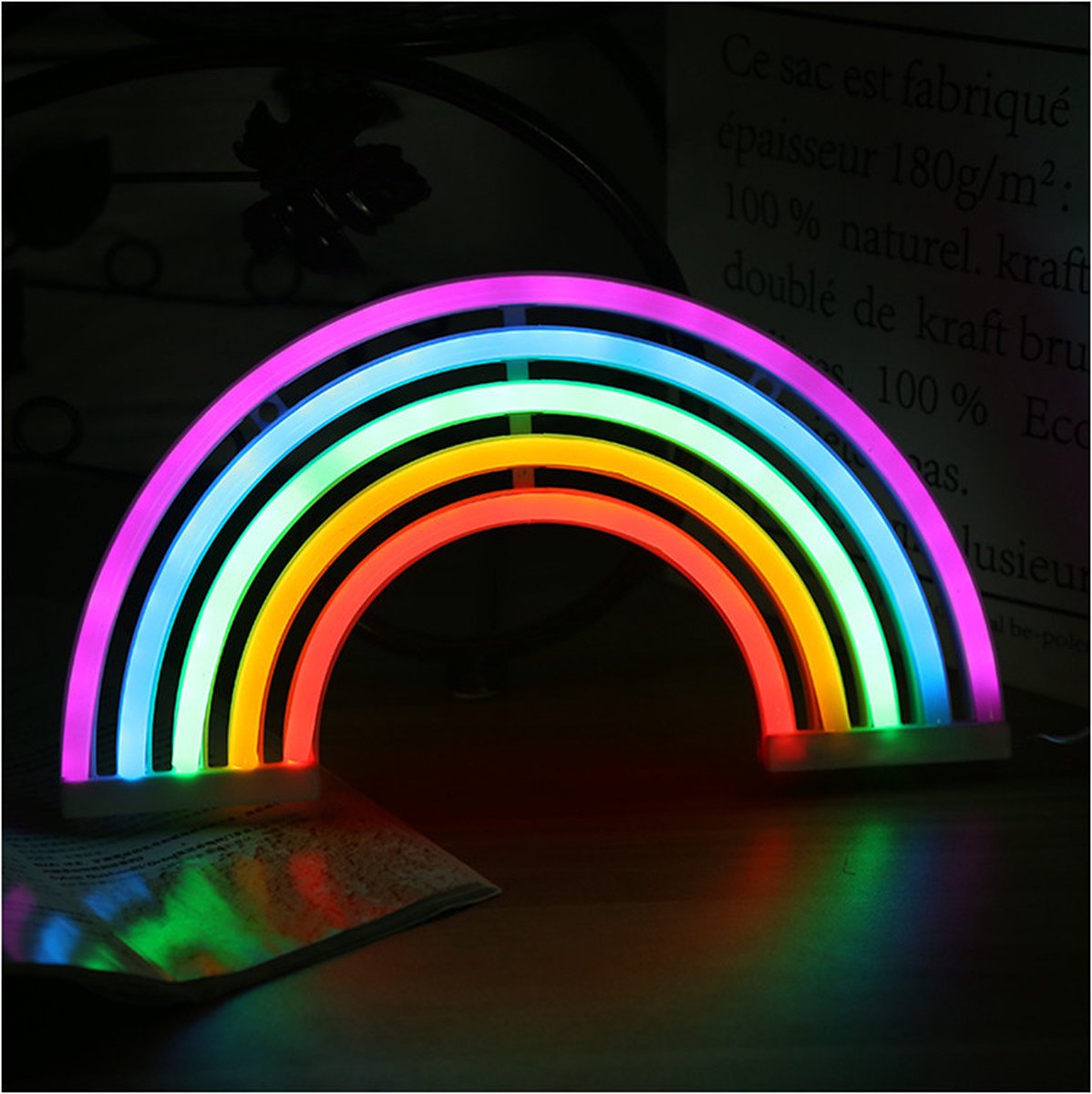 Neon led lamp - Regenboog - 26 x 30 cm - Incl. 3 AA batterijen - Neon Verlichting - Wandlamp