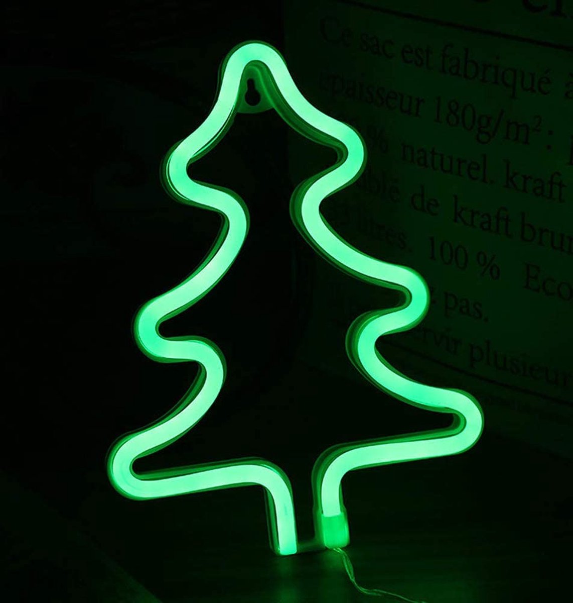 Neon led lamp - Kerstboom - Groen - 25 x 20 cm - Incl. 3 AA batterijen - Wandlamp - Kerst - Winter