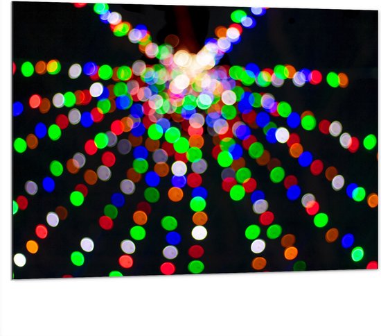 WallClassics - Dibond - Gekleurde Lichtstippen - 100x75 cm Foto op Aluminium (Met Ophangsysteem)