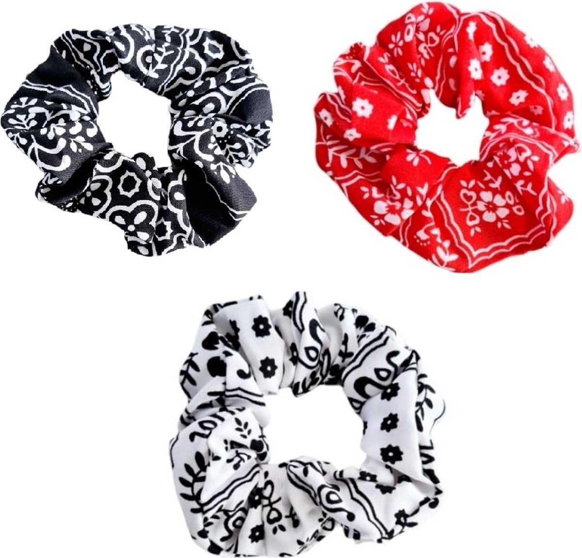 Haar accessoire Scrunchie Paisley- 3 stuks- Gebloemd haarelastiekje vrouwen |Dames|Meisjes