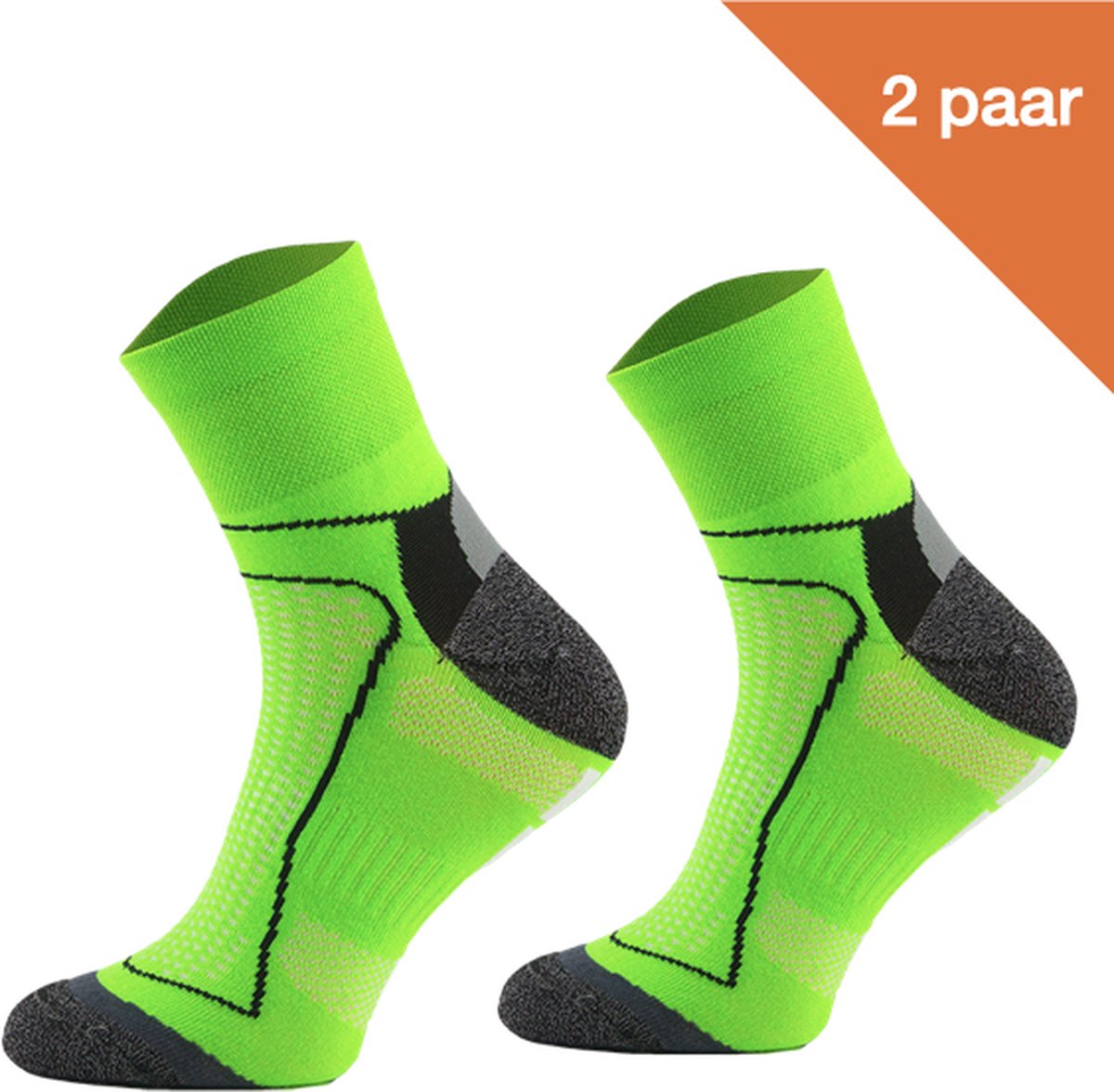 Comodo Fietssokken Polyester BIK1 - Neon groen - 2 paar - Maat 43-46