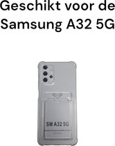 samsung a32 5G siliconen transparant hoesje antischok met pashouder samsung galaxy a32 5G antishock backcover doorzichtig achterkant with card holder