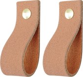 2x Poignées en cuir 'the loop' XS - SUEDE OLD PINK (12,6 x 2,5 cm) - 3 couleurs de vis incluses (poignées - poignées en cuir - grips - passants en cuir)