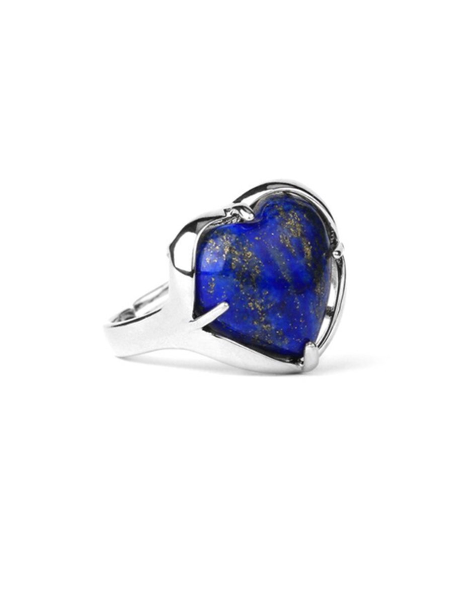 Stones & Bones - Ring Lapis Lazuli verstelbaar - hartvorm