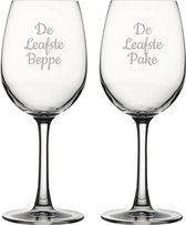 Gegraveerde witte wijnglas 36cl De Leukste Pake- De Leukste Beppe