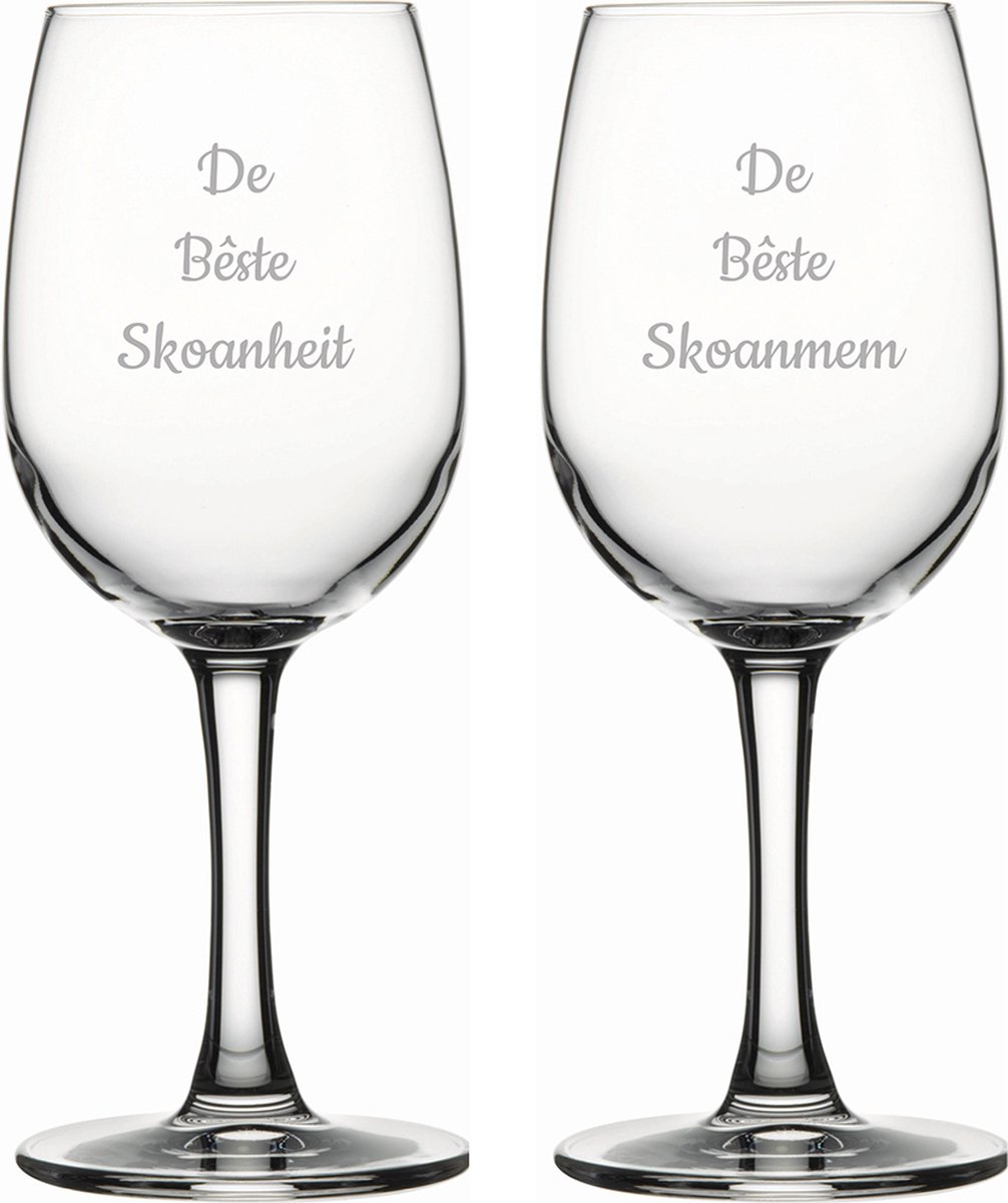 Gegraveerde witte wijnglas 26cl De Bêste Skoanheit- De Bêste Skoanmem