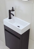 Saqu Florence Toiletmeubel - Eiken Zwart - Zwarte Kraan - Fonteinmeubel - WC Kastje - WC Meubel