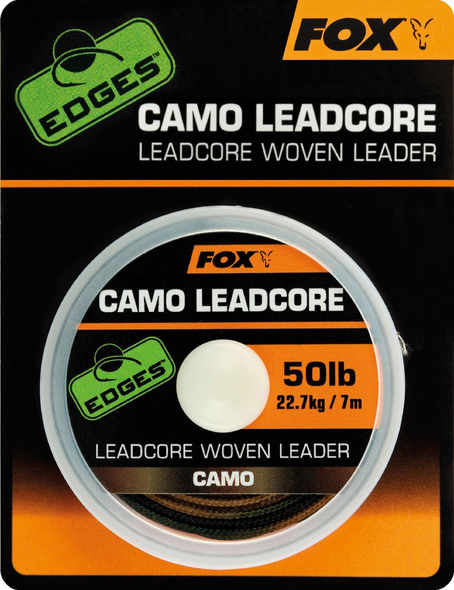 Camo Woven Leadcore Leader - 50LB Camotex Edges Fox