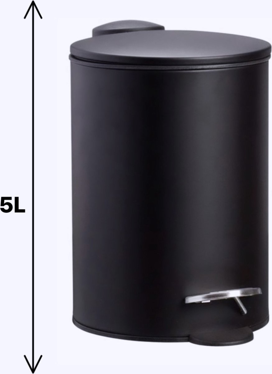 OMID /5L / mat zwart metaal / prullenbak / badkamer / toilet /... | bol.com