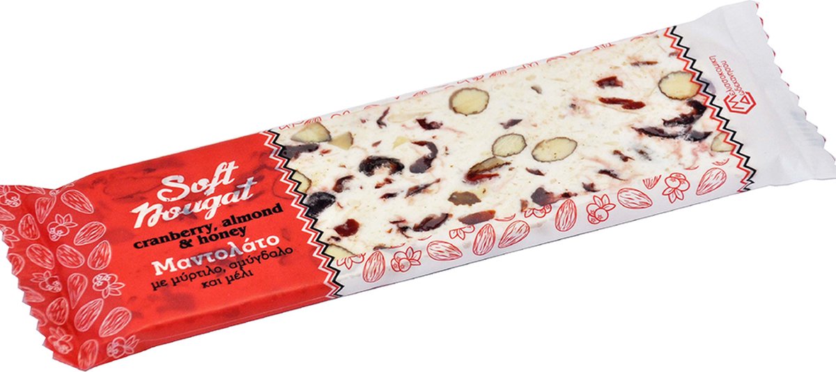 Melissokomiki Noga met Cranberry, Amandelen en Honing 60g | Nougat Snoep