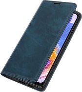 Samsung Galaxy A23 Bookcase hoesje - Just in Case - Effen Blauw - Kunstleer