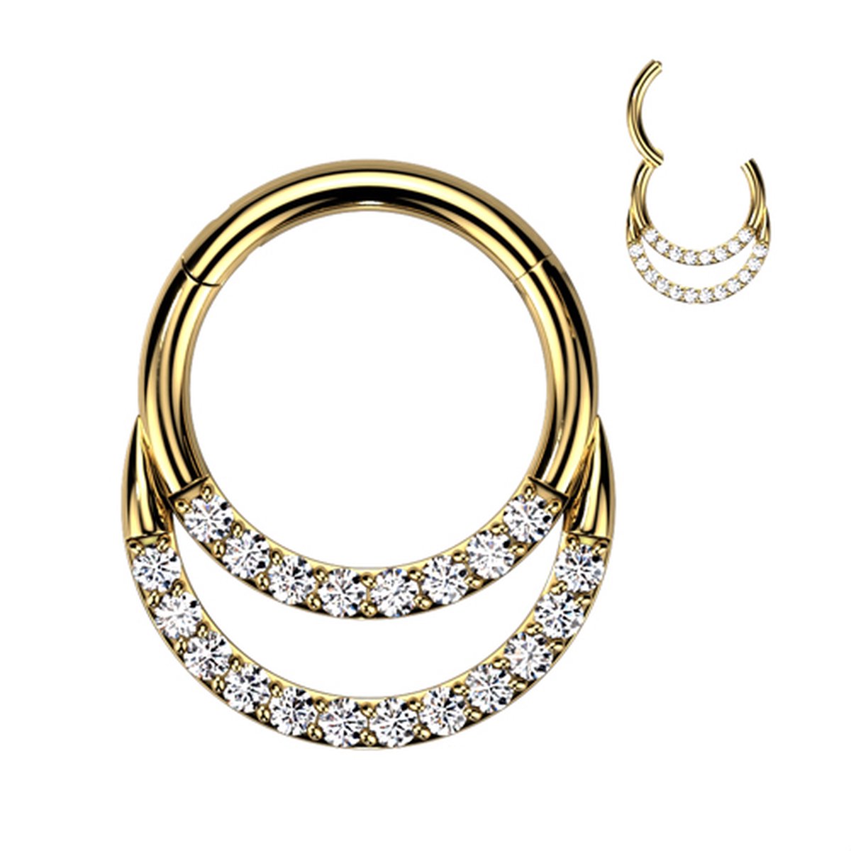 Piercing titanium double hoop ring 1.2x6 - goud - LMPiercings