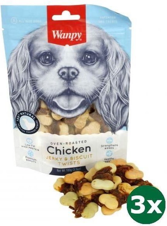Wanpy Oven-roasted Chicken Jerky Chips - 100 G - Natürlicher Hunde-Snack, Fettarm & Proteinreich