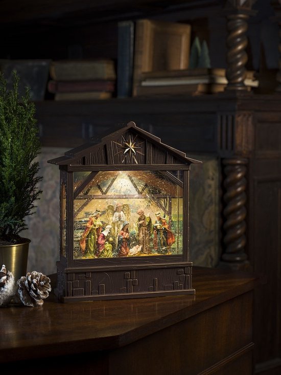 Eclairage crèche de Noël Crèche avec scène avec minuterie