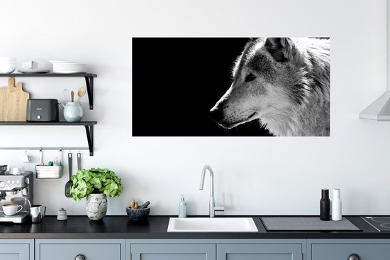 Stickers muraux - Film autocollant - Animaux sauvages - Loup - Zwart - Wit - 120x60 cm - Film adhésif - Stickers muraux Chambre d'enfant - Papier peint autocollant