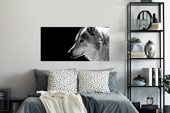 Stickers muraux - Film autocollant - Animaux sauvages - Loup - Zwart - Wit - 120x60 cm - Film adhésif - Stickers muraux Chambre d'enfant - Papier peint autocollant