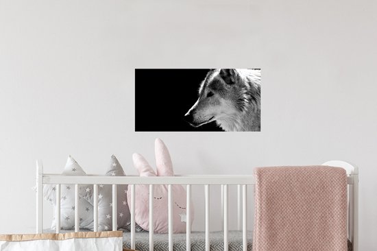 Stickers Stickers muraux - Animaux sauvages - Loup - Zwart - Wit - 40x20 cm - Feuille adhésive