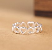 Zilveren Ring (925 Sterling) - Hartjes - Verstelbaar - Dames - Lieve Jewels
