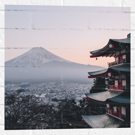 WallClassics - Muursticker - Chureito Pagoda - Japan - 50x50 cm Foto op Muursticker