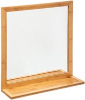 Miroir rectangulaire en bambou avec étagère