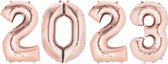 Ballon Cijfer 2023 Oud En Nieuw Versiering Nieuw Jaar Feest Artikelen Rose Gouden Happy New Year Ballonnen Rose Goud – XL Formaat