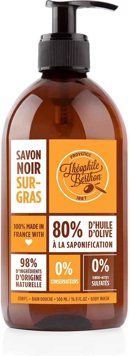 SURGRAS ZWARTE ZEEP - OLIJFOLIE. ORANJEBLOESEM - 500 ml - Théophile Berthon