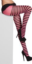 Boland - Panty Gestreept neon roze/zwart Neon - Volwassenen - Vrouwen - Engel - Halloween accessoire - Horror