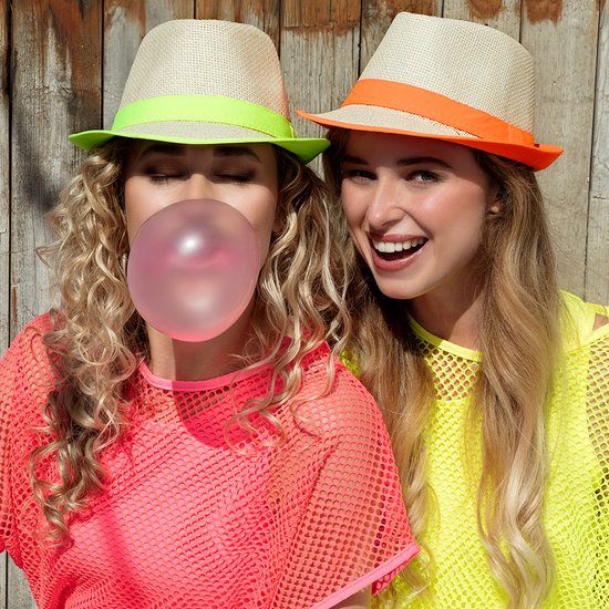 Top résille rose fluo