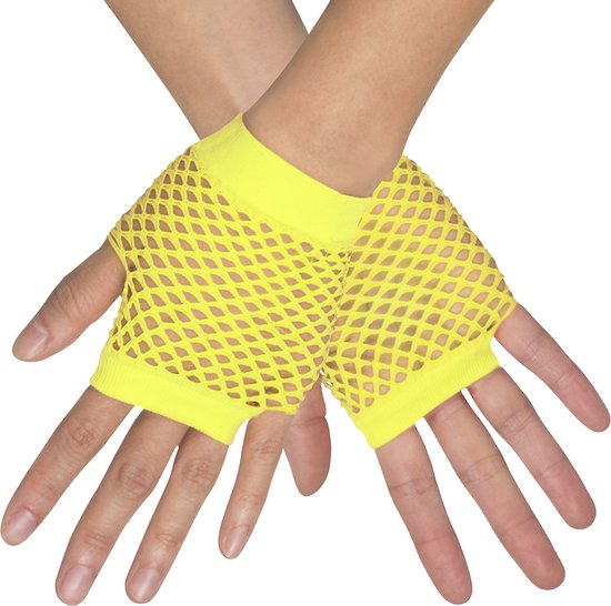 Boland - Handschoenen pols New York neon geel Geel - Volwassenen - Unisex - Hippie - 80's & 90's - Disco
